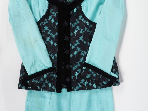 ALIMIA, Paris - Genève,  Ensemble de tailleur, veste et jupe, vert d'e