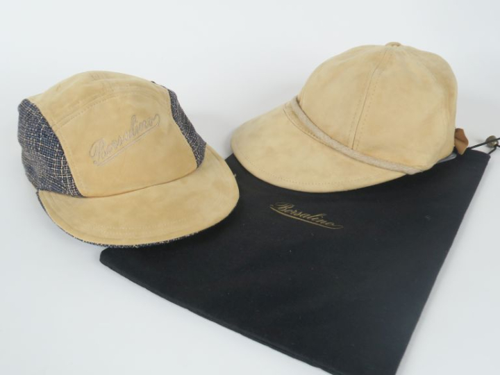 BORSALINO,  Ensemble comprenant deux différentes casquettes d'homme.  