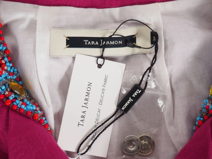 TARA JARMON Veste en coton (100%) fuchsia, à décor de fleurs.  Le col 