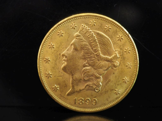 Vente aux enchères Pièce de 20 Dollars or, 1899.  FRAIS ACHETEURS 10% HT.   