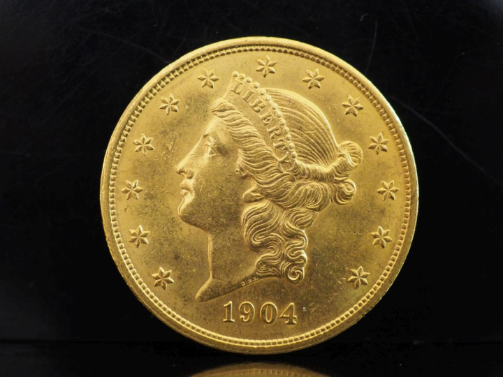 Pièce de 20 Dollars or, 1904. FRAIS ACHETEURS 10% HT.   