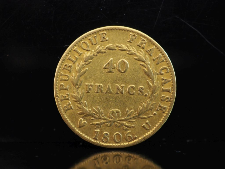 Pièce de 40 Francs or, 1806-U.  FRAIS ACHETEURS 10% HT.   