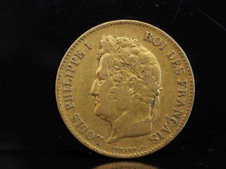 Vente aux enchères Pièce de 40 Francs or, 1834-A.  FRAIS ACHETEURS 10% HT.   