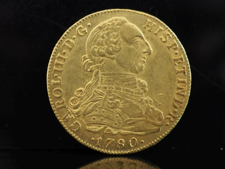 Pièce de 8 Escudos or, Charles III, 1780. Poids. 27,03 g  FRAIS ACHETE