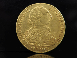 Vente aux enchères Pièce de 8 Escudos or, Charles III, 1780. Poids. 27,03 g  FRAIS ACHETE
