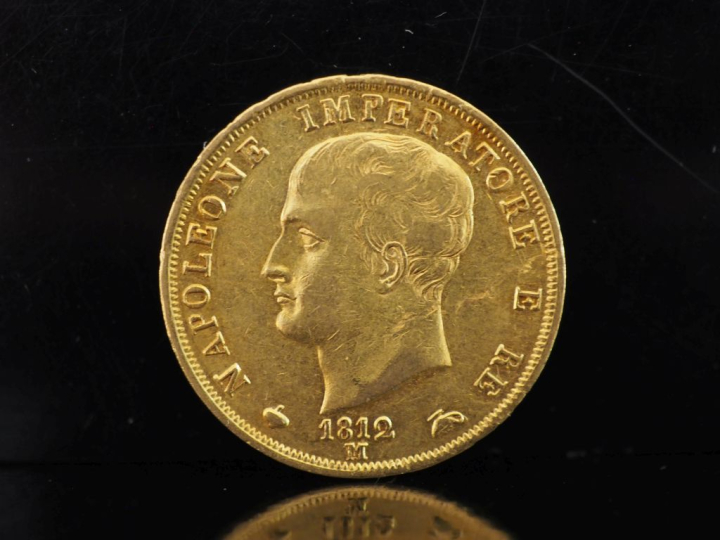 Pièce de 40 Lire or, 1812-M. FRAIS ACHETEURS 10% HT.   