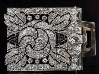 Vente aux enchères Elément de fermoir de bracelet Art déco en or blanc 750, serti de diam