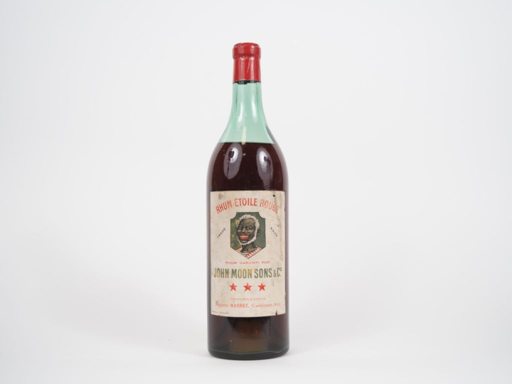 1 VIEILLE BOUTEILLE (1 L) RHUM ETOILE ROUGE JOHN MOON SONS AUGUSTE MAR