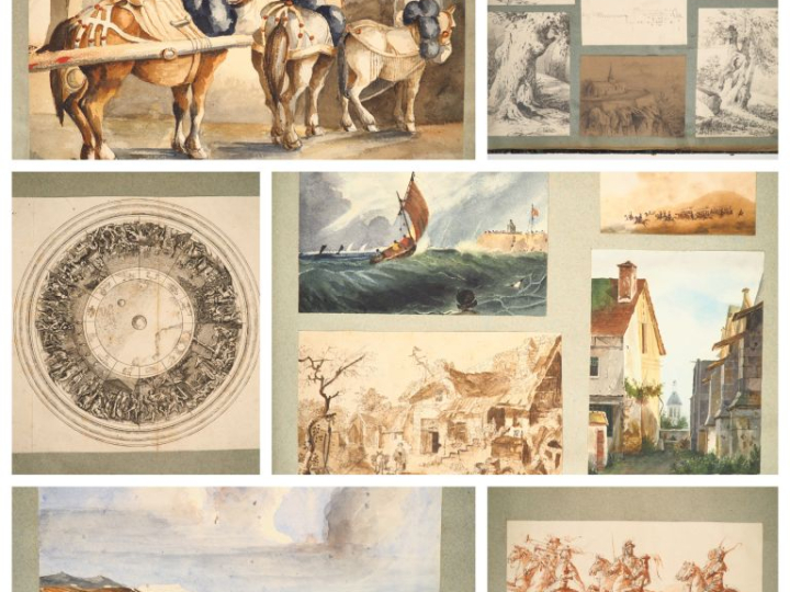 Album de 91 dessins, gravures et impressions divers 32 x 47 cm dimensi