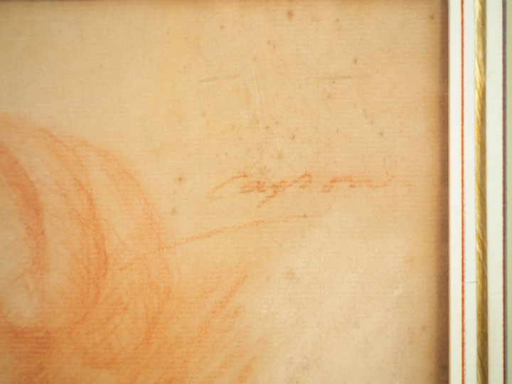 Ecole française fin XIXème. "Portrait de Marie-Antoinette". Sanguine s