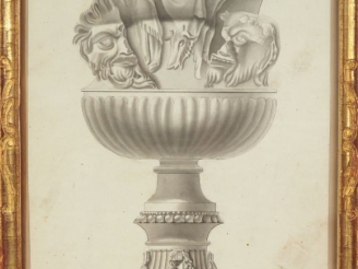 Vente aux enchères Ecole italienne XIXème. "Vase à l'antique". Dessin au lavis Dim. (à vu