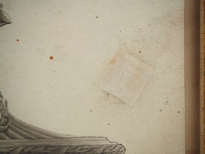 Ecole italienne XIXème. "Vase à l'antique". Dessin au lavis Dim. (à vu