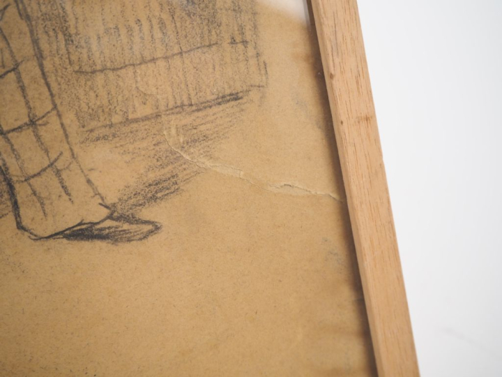 Honoré DAUMIER.  "la rencontre"  Dessin, monogrammé en bas à gauche po