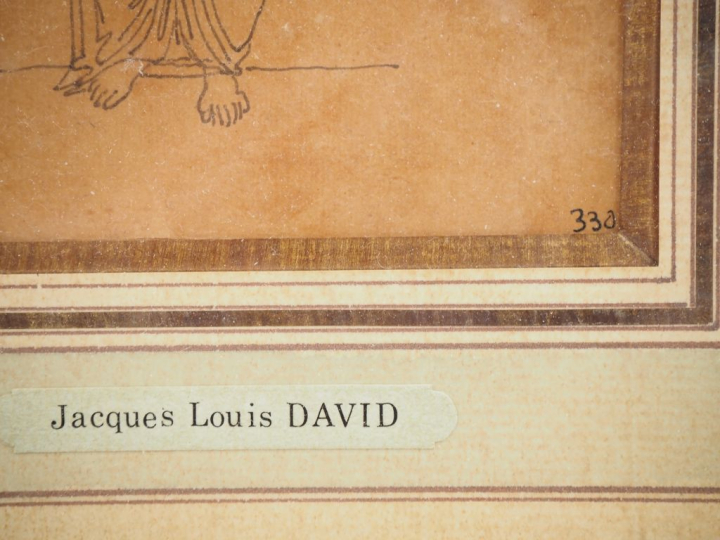 DAVID (d'après). "personnage à l'antique". Dessin numéroté en bas à dr