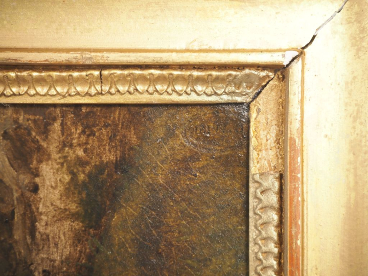 Paul HUET (1803 - 1869) Promeneur dans un sous bois Papier marouflé su