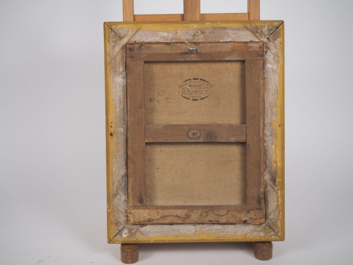 Paul HUET (1803 - 1869) Promeneur dans un sous bois Papier marouflé su