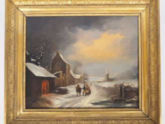 Vente aux enchères Louis Claude MALBRANCHE ou MALLEBRANCHE (Caen, 1790 - 1838). "Entrée d