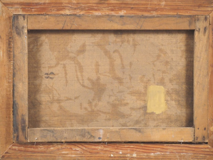 E. M. VALLEE.  "Paysage animé" Huile sur toile, signée en bas à droite