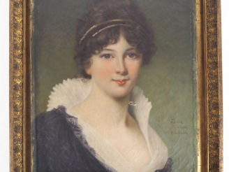 Vente aux enchères FRANCES. D'après Vigée le Brun "portrait de jeune fille" Huile sur toi