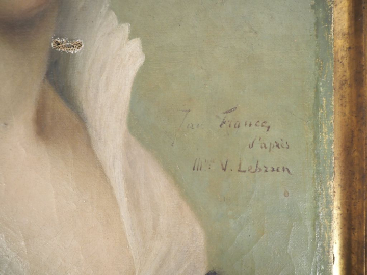 FRANCES. D'après Vigée le Brun "portrait de jeune fille" Huile sur toi