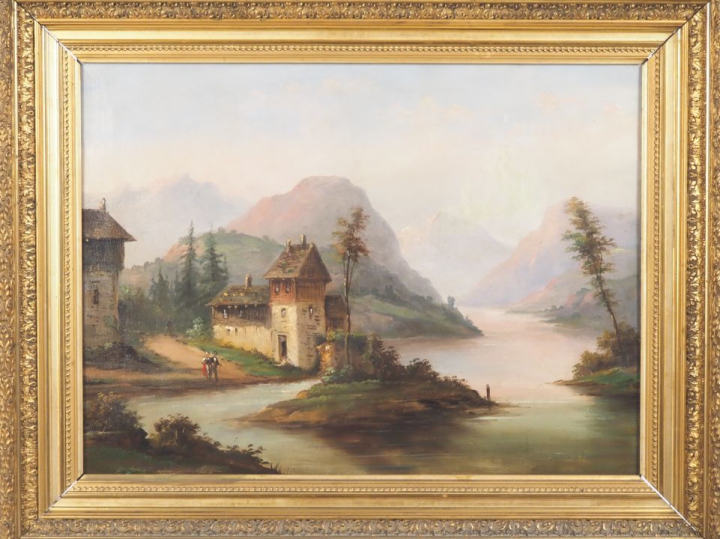 Ecole française XIXème. "paysage de montagne animé et paysage d'hiver 