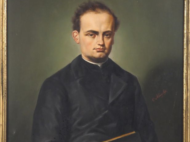 A. BRYCHT.  "portrait de prêtre" Huile sur toile, signée en bas à droi