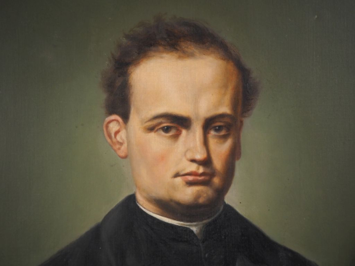 A. BRYCHT.  "portrait de prêtre" Huile sur toile, signée en bas à droi