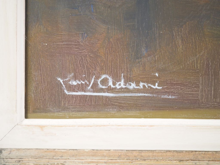 Louis ADAMI. "bouquet d'œillets blancs" Huile sur toile, signée en bas