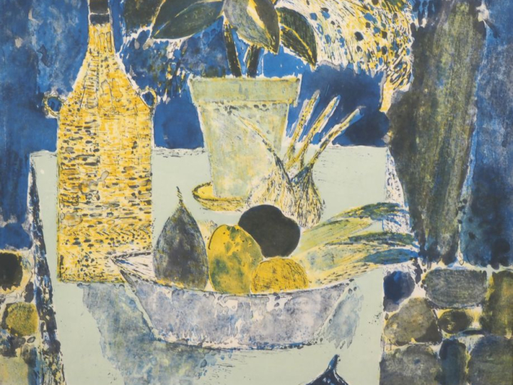 BARDON.  "nature morte"  Lithographie, signée en bas à droite Dim. 45,