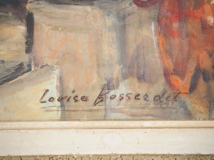 Louise BOSSERLET.  "Entrée de la Villa Ben omar à Bouzaréha" Aquarelle