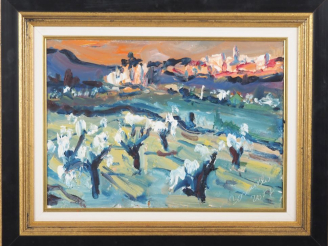 Vente aux enchères BORSARELLO. "Roussillon" Huile sur toile, signée en bas à droite et da