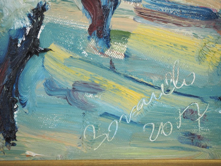 BORSARELLO. "Roussillon" Huile sur toile, signée en bas à droite et da