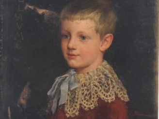 Vente aux enchères JENNIE BROWNSCOMBE "portrait de Guillaume" Huile sur toile, signé en b