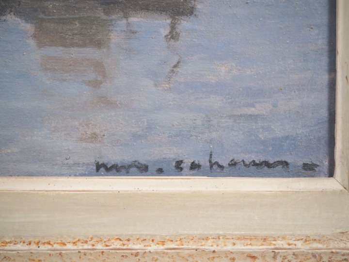 CAHOURS.  "Marine" Huile sur panneau, signée en bas à droite  Dim. 48,