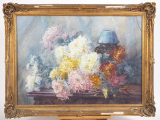 Vente aux enchères M. CHALIBERT.  "le bouquet de tokyos" Aquarelle, signée en bas à droit