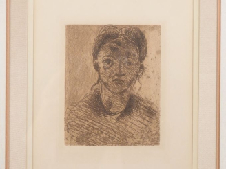 Vente aux enchères Paul CEZANNE. (d'après) "jeune fille" Eau forte, Dim. 13 x 10,5 cm