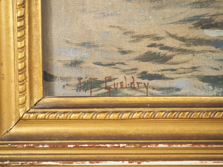Jean Ferdinand GELDRY. "la promenade en barque" Huile sur toile, signé