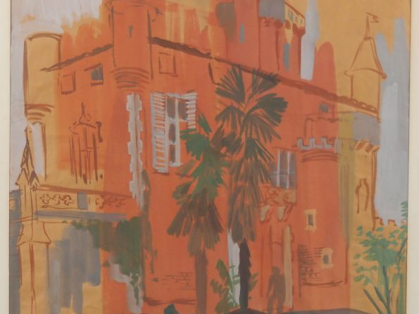 Michel GOEDGEBUER.  "Le château et son parc"  Paire d'aquarelles, sign