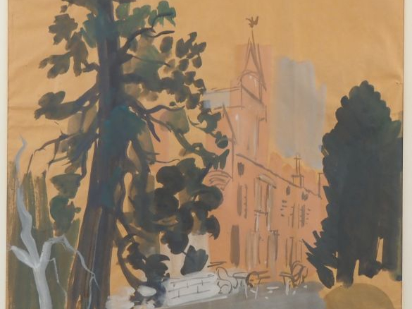 Michel GOEDGEBUER.  "Le château et son parc"  Paire d'aquarelles, sign