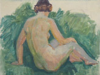 Vente aux enchères KNUD OVE HILKIER. "Etude de jeune femme nue de dos" Huile sur toile, s