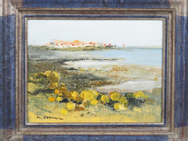 Michel JOUENNE.  "les fleurs jaunes" Huile sur toile, signée en bas à 