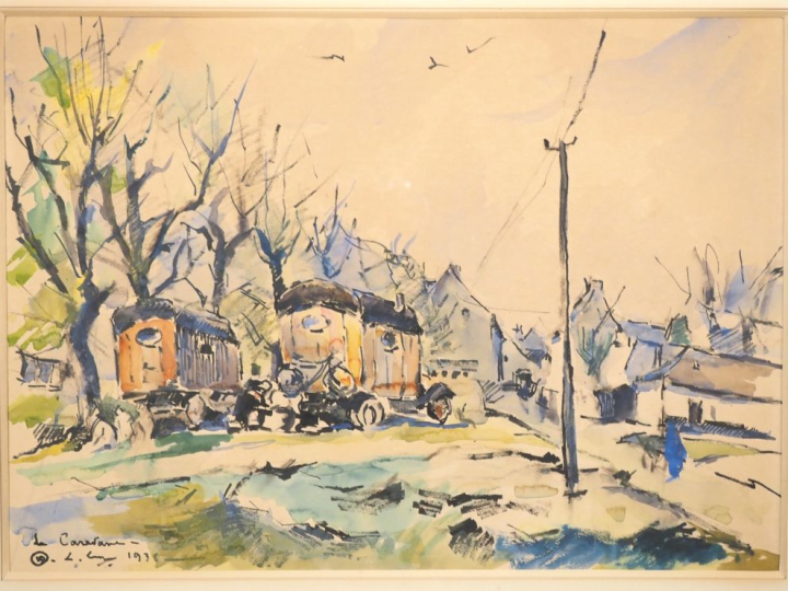 LEVY.  "la caravane"  Aquarelle, signée en bas à gauche et datée 1936 