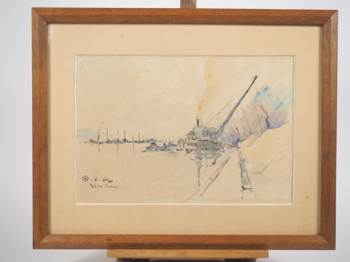 LEVY. "bord de fleuve" Aquarelle, signée en bas à gauche et datée 31 D