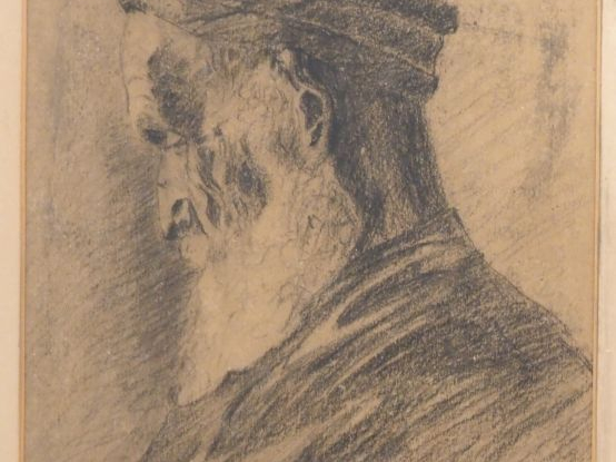 Jean LISSERE. "le vieil arabe" Dessin au crayon, signé en bas à droite