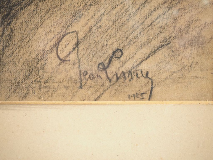 Jean LISSERE. "le vieil arabe" Dessin au crayon, signé en bas à droite