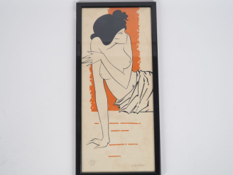 Vente aux enchères Daniel SCHINTONE.  "Jeune femme dénudée en buste" Lithographie signée 