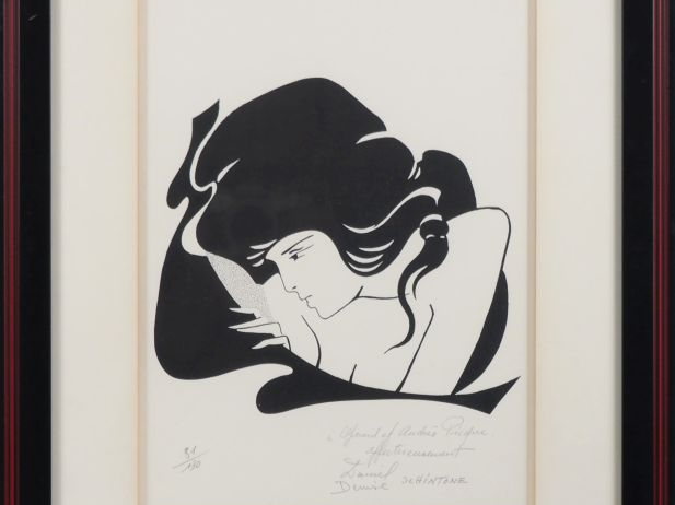 Daniel SCHINTONE. "Jeune femme" Lithographie dédicacée, contresignée e