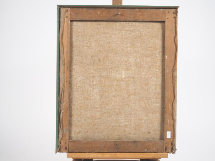 Maurice SOUDAN.  "Vierge à l'enfant" Huile sur toile, signée en bas à 