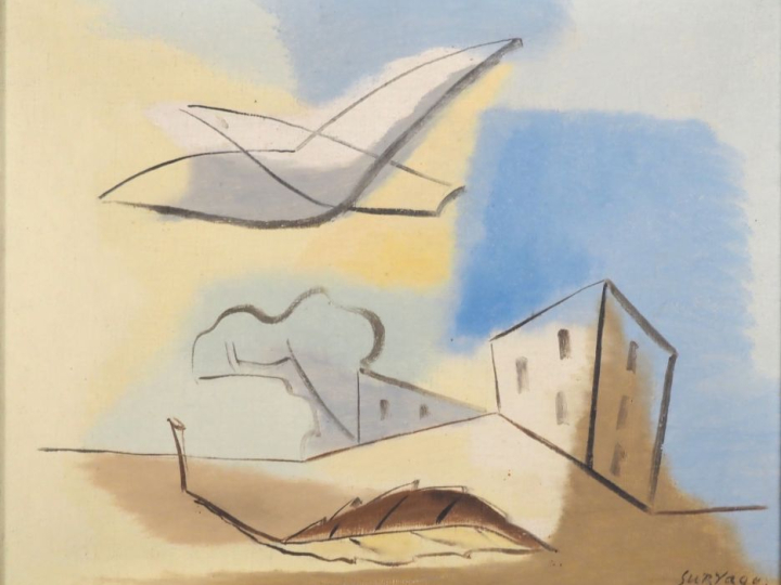 Léopold SURVAGE.  "L'oiseau" Huile sur toile, signée en bas à droite e