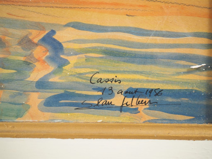 Ecole française XXème.   "Cassis" Aquarelle, signée et située en bas à